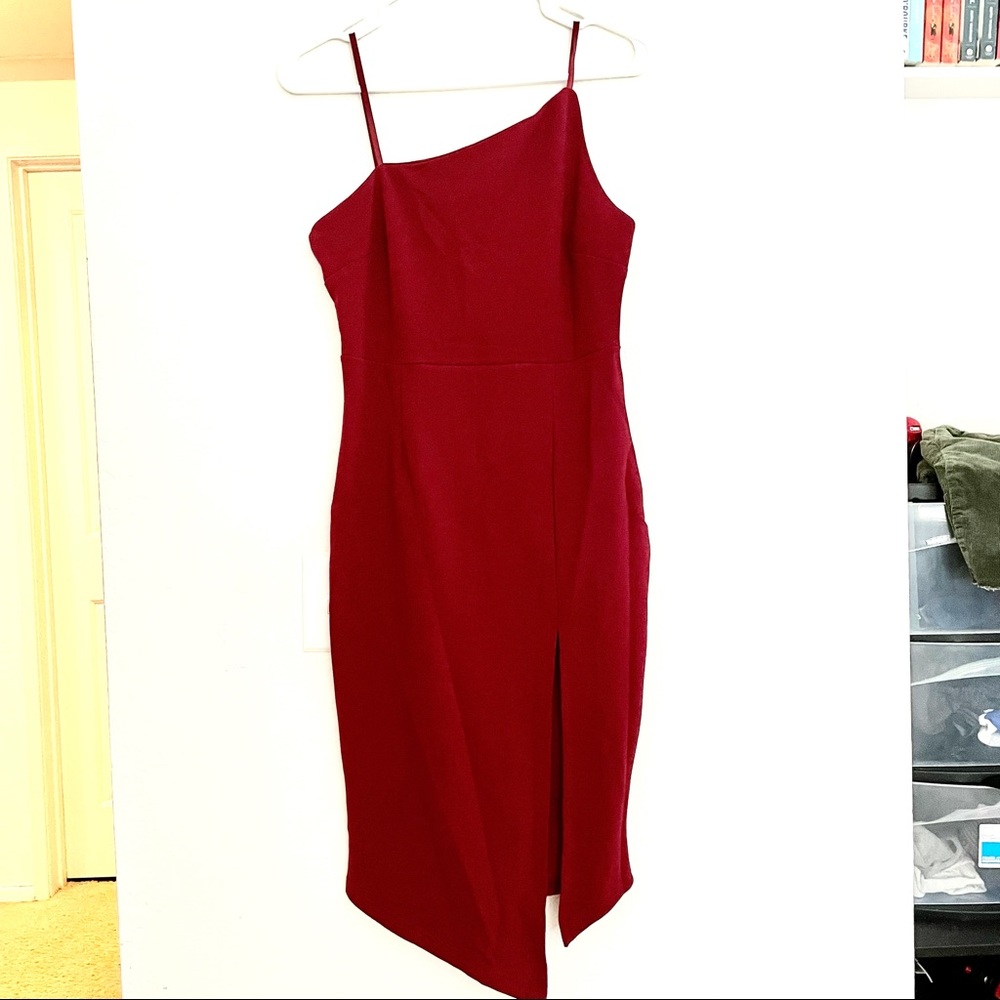 Sexy high slit Wine colored dress